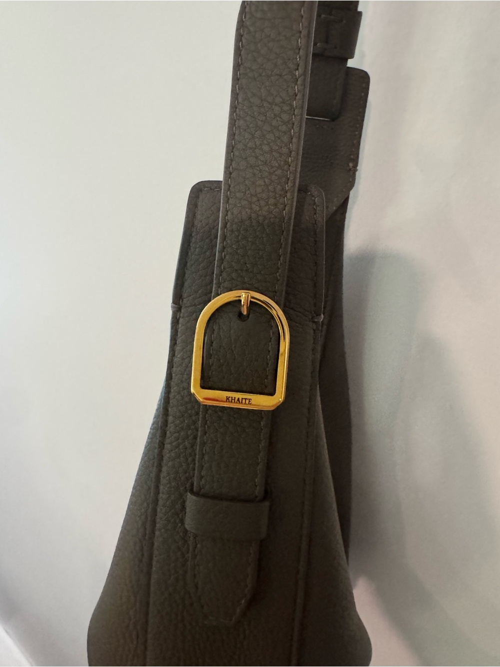 KHAITE Crescent Pebbled Leather Shoulder Bag — Dark Grey - Picture 5 of 7
